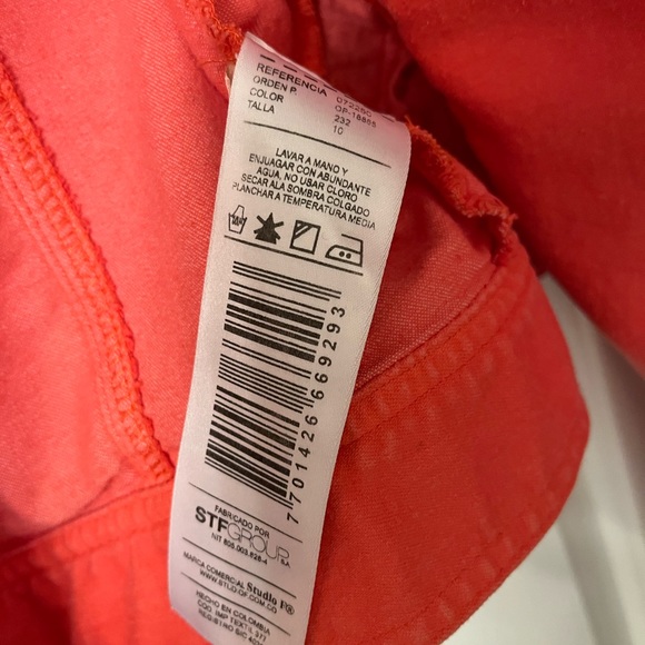 Studio F Neon Orange-Pink Jeanish Jacket Columbia Size 10 - Picture 7 of 13